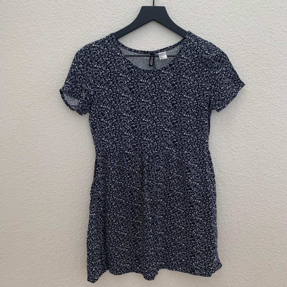 H&M Divided Blue and White Babydoll Dress